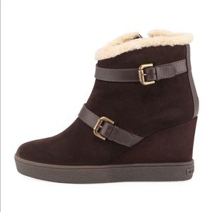 Aquatalia Christy Brown wedge boots